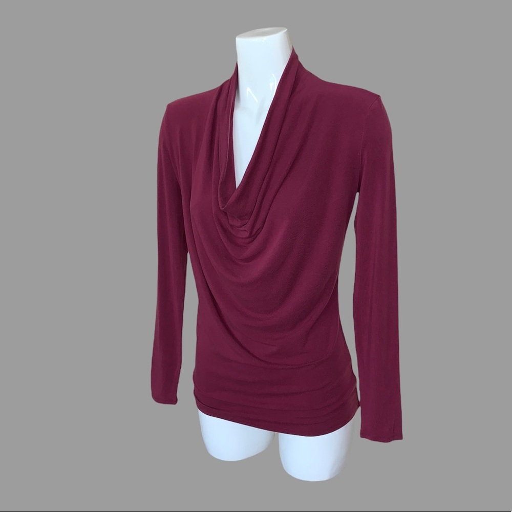Bobi Los Angeles Revolve Long Sleeve Jersey Knit Cowl Neck Relaxed Front Top